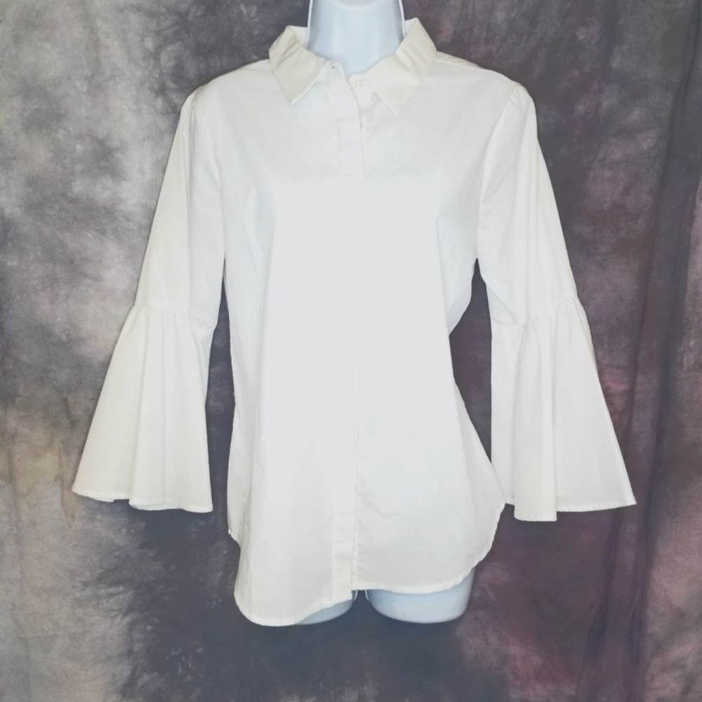 Alexander Jordan Medium White Bell Sleeve Blouse